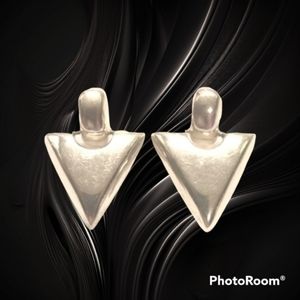 1990s Estate Silver .925 Chunky Arrow-Shaped Earrings